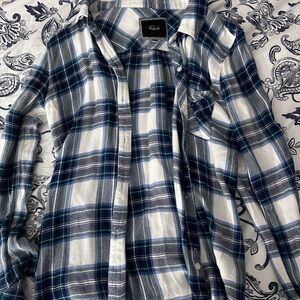 Blue and White Plaid Button-Up Shirt rails small